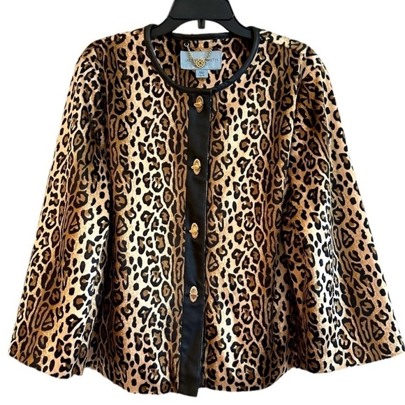 JACLYN SMITH, NWOT,STYLISH CHEETAH PRINT JACKET.SOFT VELVETY FEEL FABRIC.SIZE XL - Picture 1 of 8